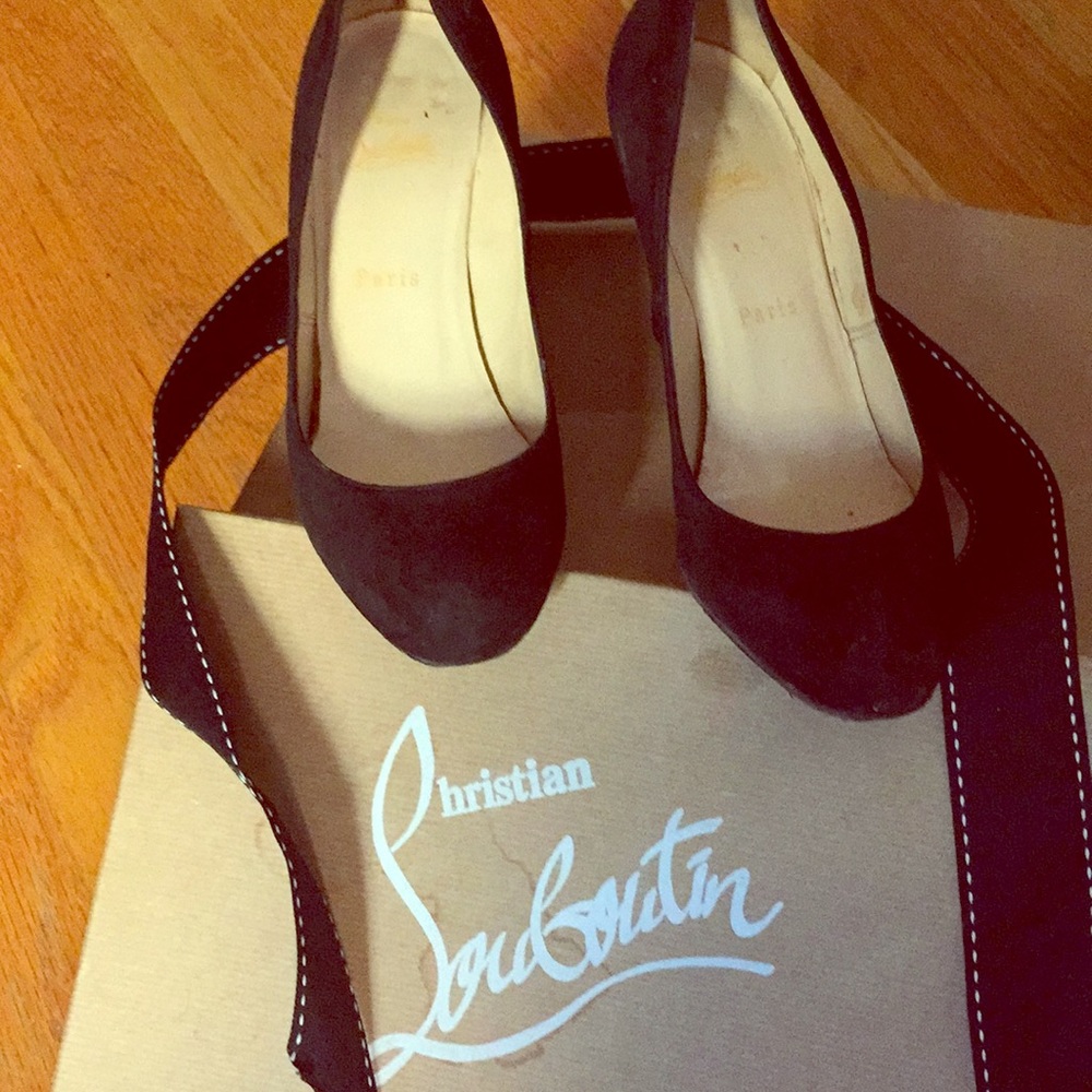 Christian Louboutin BLK Suede Melisa Wedge Booties